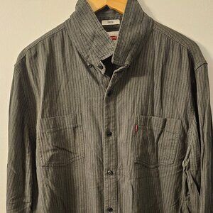 Levi's Olive Green Pinstripe Button Down Shirt Men's